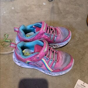 Skechers Kids' Pink and Silver Sneakers